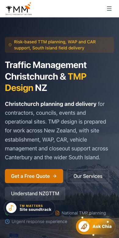 TM Matters website adapted for a mobile screen